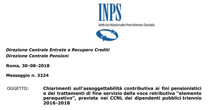 Aumento stipendio ed elemento perequativo: circolare Inps