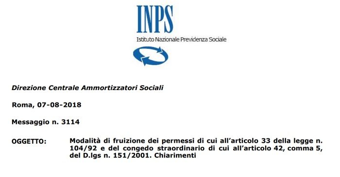 Legge 104: permessi e congedo retribuito, chiarimenti Inps