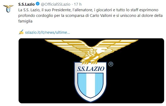 Carlo Valloni tifoso Lazio causa morte