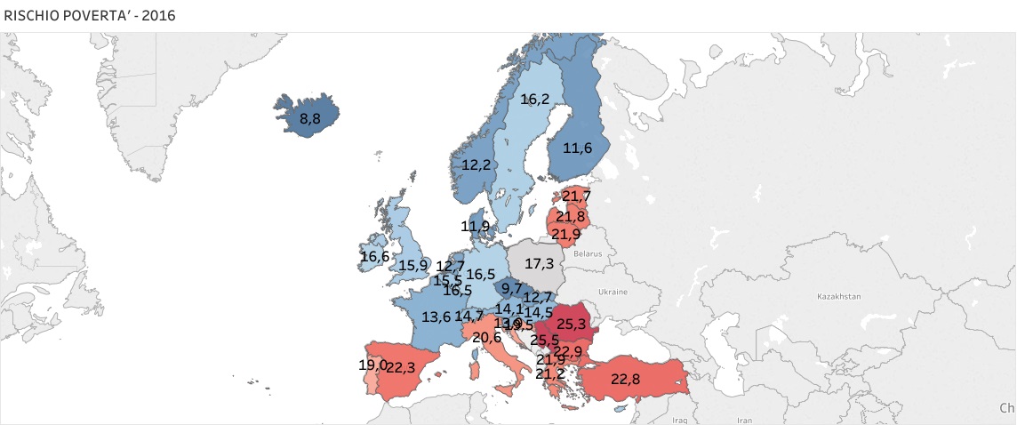 Il rischio povertà in Europa in base all'età- infografiche
