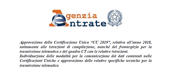 CU 2019 istruzioni e scadenza, la circolare di Agenzia delle Entrate