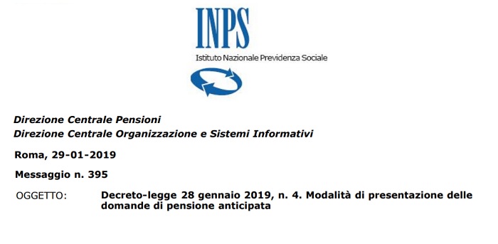 Domanda Quota 100 e pensione anticipata Inps