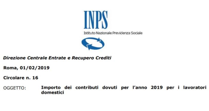 Colf e badanti contributi Inps 2019