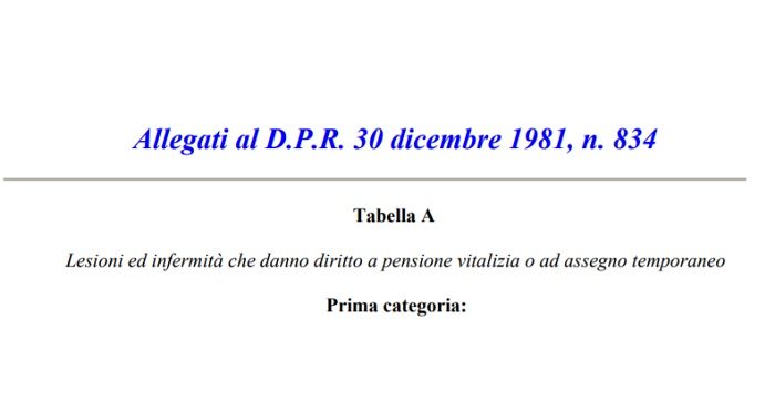 Esonero visita fiscale Inps differenze tabella A ed E