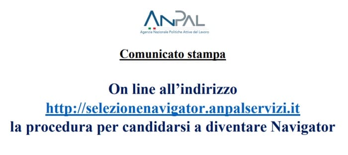 Concorso Navigator 2019 bando Anpal