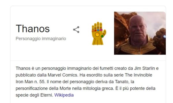 Thanos easter egg su Google