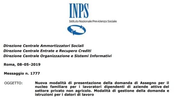 Assegni familiari Inps domanda online