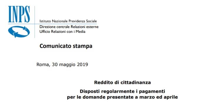 Reddito di cittadinanza pagamento domande marzo aprile