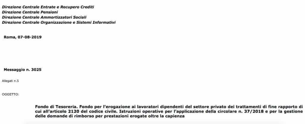 Tfr: versamento datori di lavoro privato, nuove istruzioni Inps