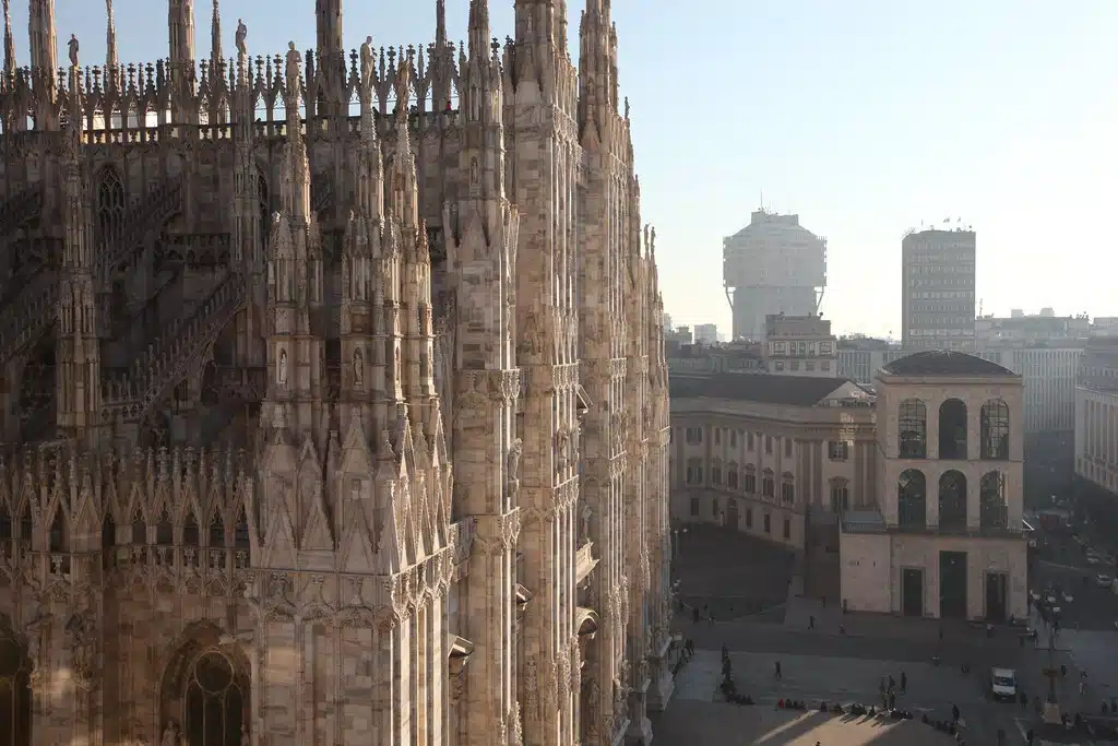 Immagine dall'alto di una parte del Duomo di Milano