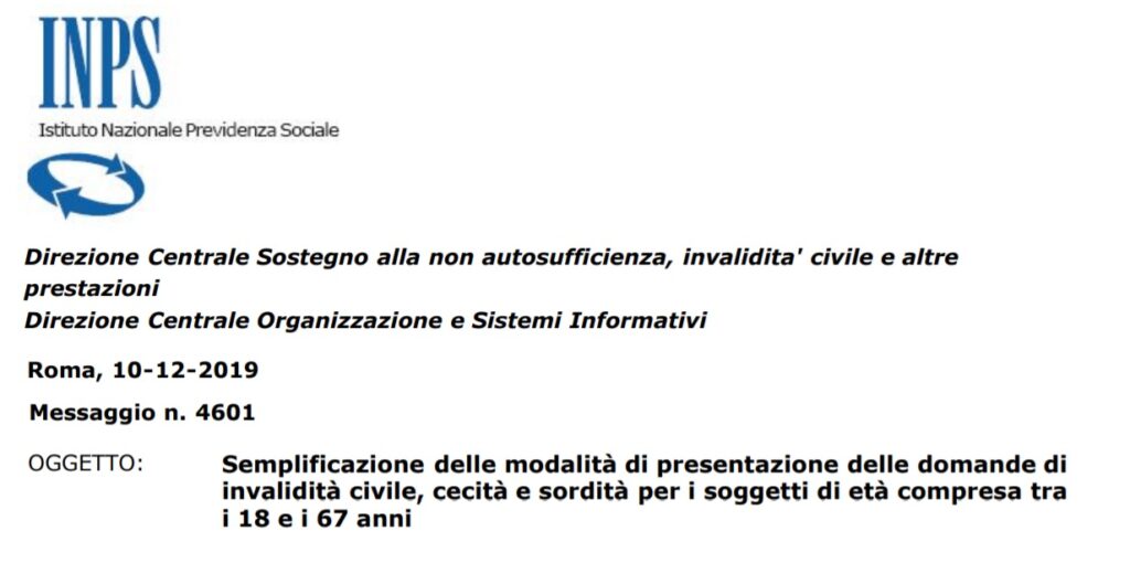 Assegno invalidità civile semplificazione domanda