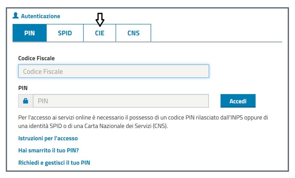 Schermata sito Inps