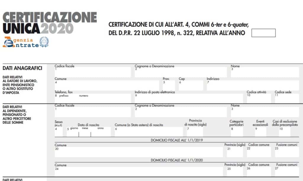 Certificazione Unica 2020 su NoiPa