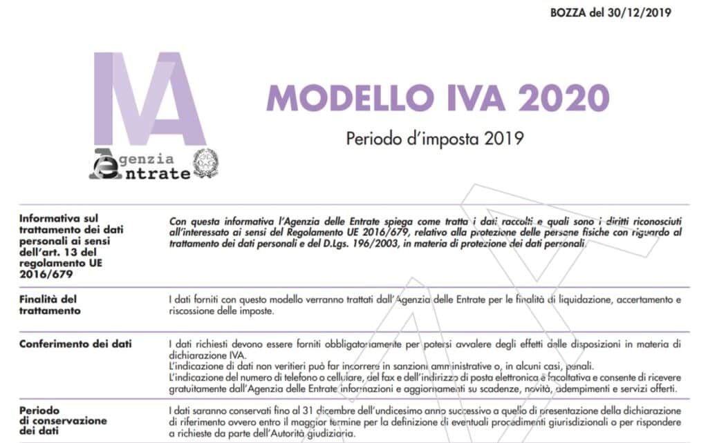 Modello Iva 2020 presentazione termini