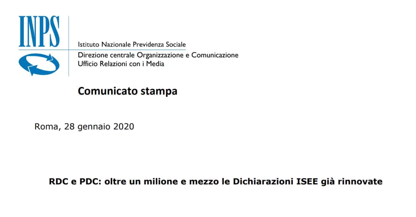 Reddito di cittadinanza e pensione dichiarazione Isee 2020