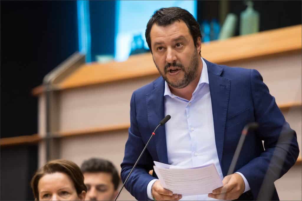 Salvini durante un intervento pubblico