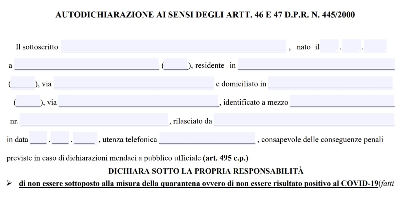 Autocertificazione Coronavirus senza stampante