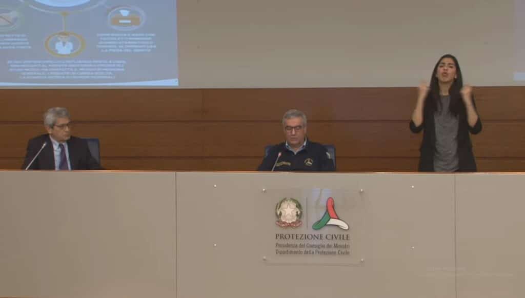 Conferenza stampa Protezione Civile con Bernabei, Borrelli e Caricato