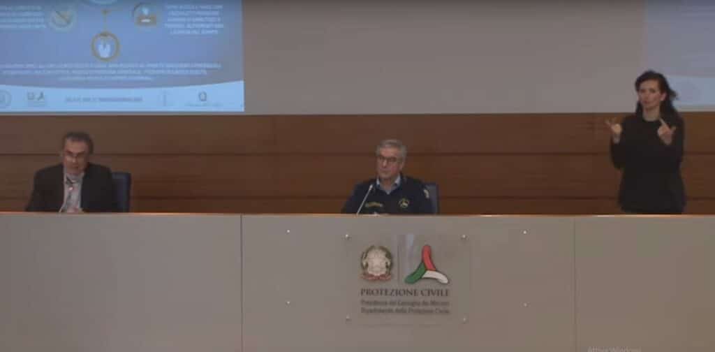 Immagine della conferenza stampa della protezione civile sul coronavirus