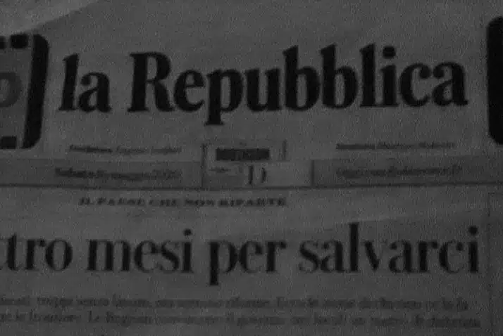 Prima pagina de La Repubblica di sabato 16 maggio