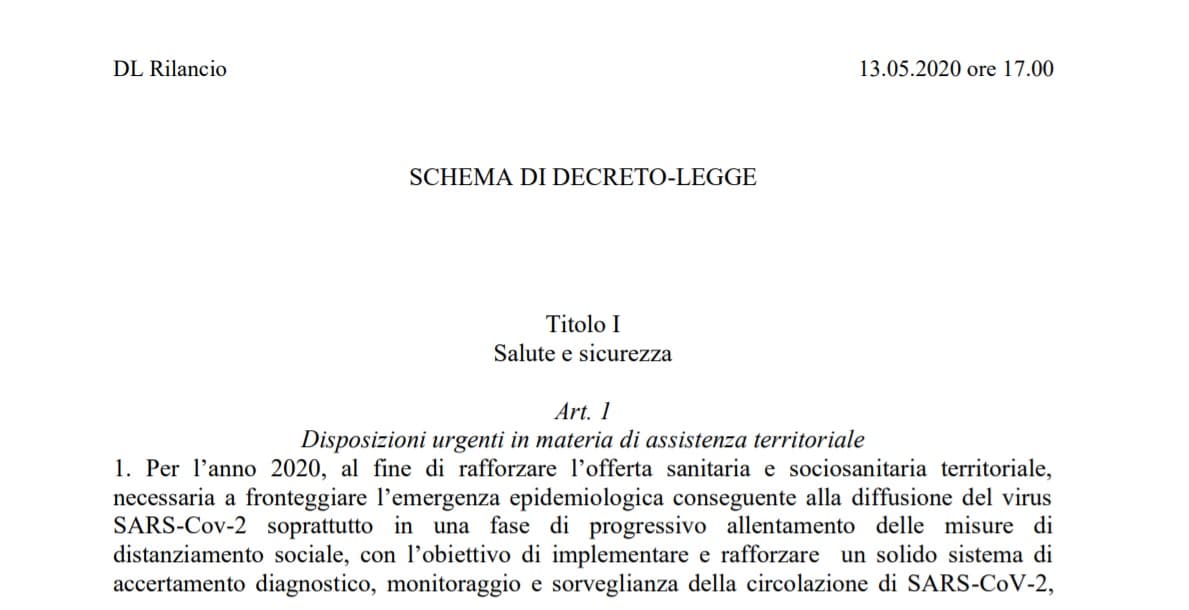 Decreto Rilancio 2020 pdf testo