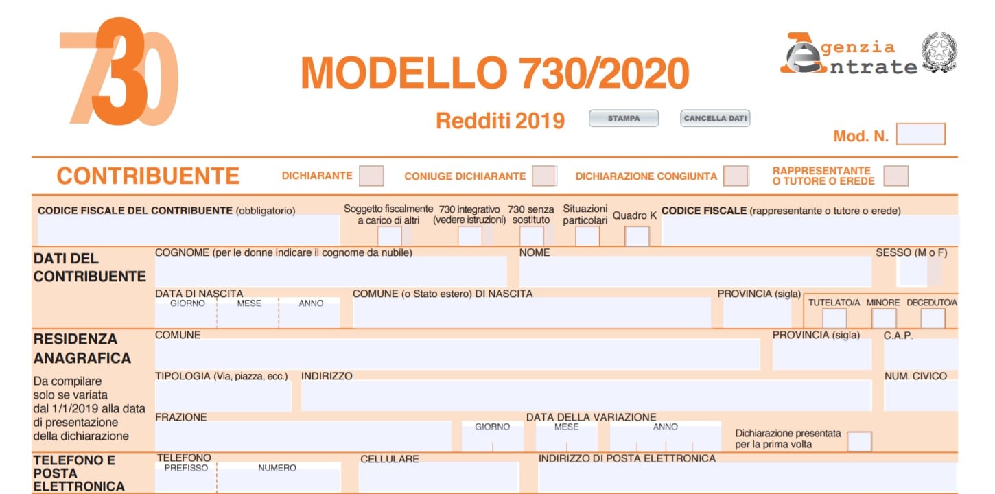 Modello 730 editabile 2020