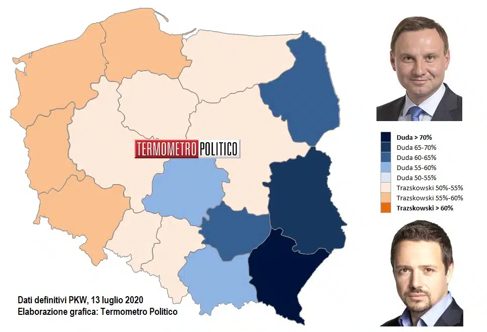 Elezioni presidenziali Polonia, ballottaggio 2020 risultati per voivodato