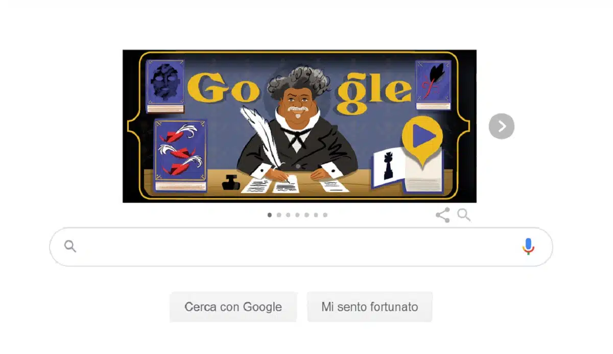 Alexandre Dumas omaggio letterario Doodle Google