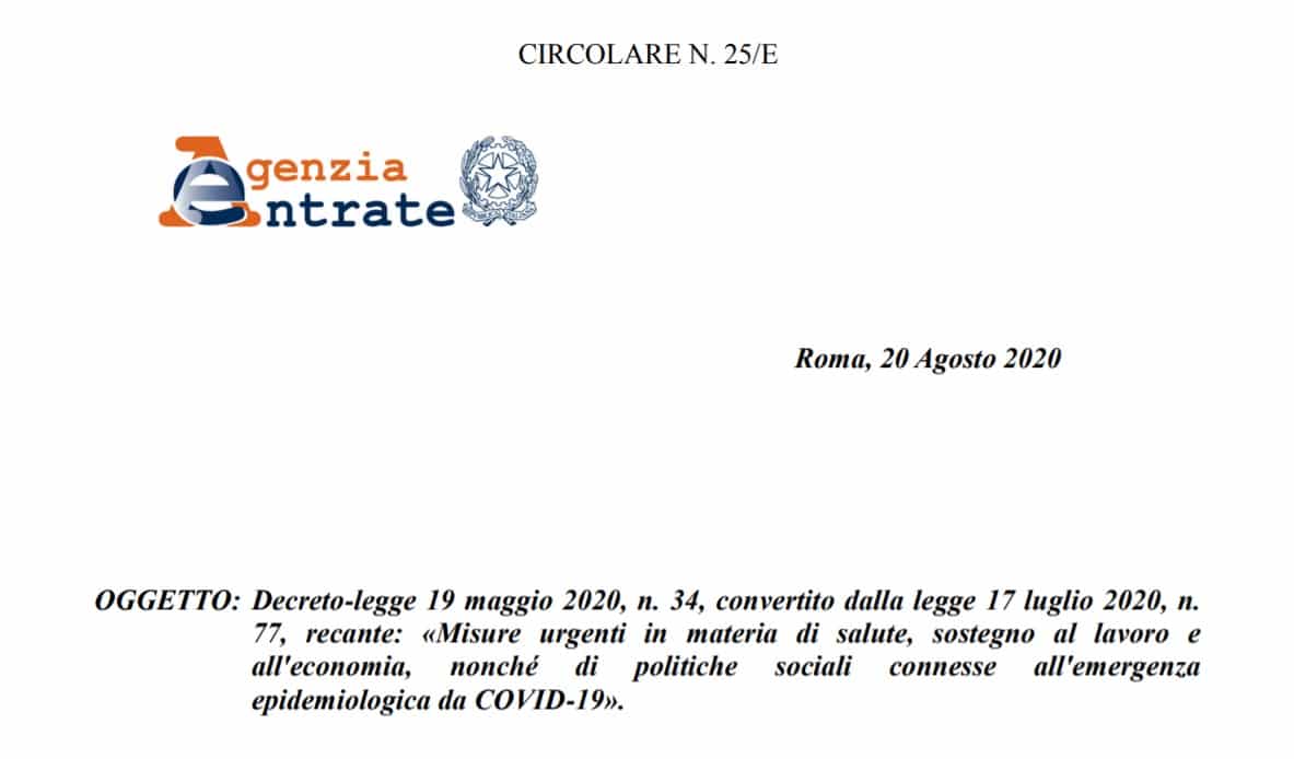 Decreto Rilancio 2020 chiarimenti agenzia entrate