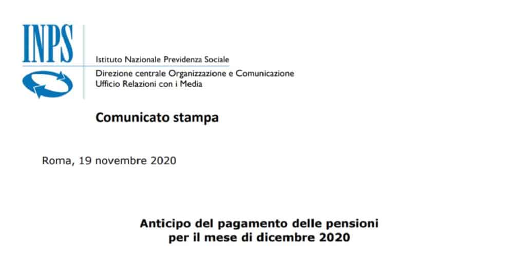 pagamento pensioni dicembre 2020