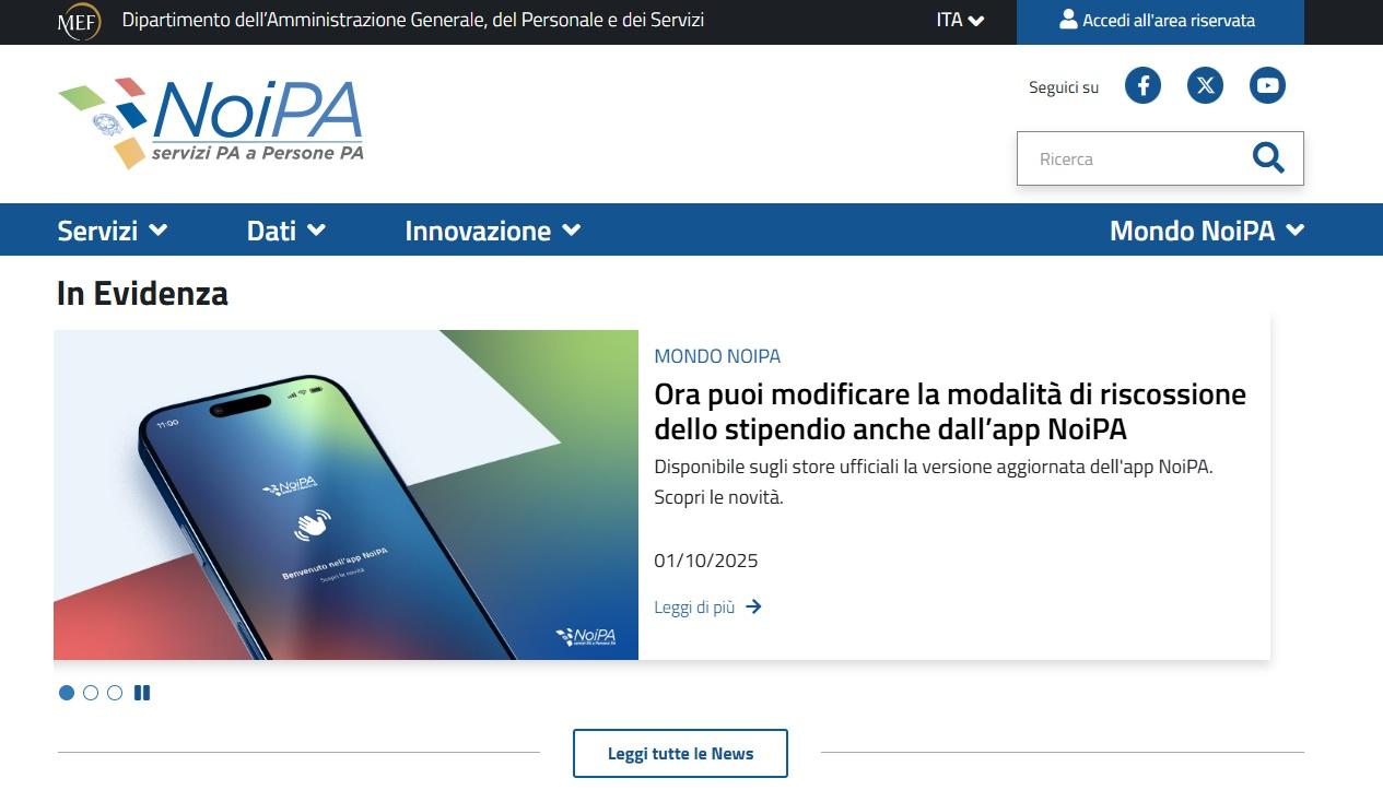 noipa ottobre 2025 cambiare modalità pagamento